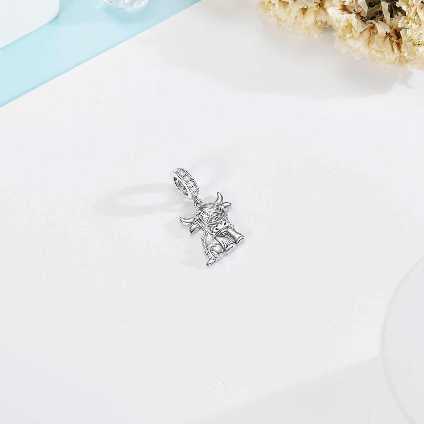 Silver Highland Cow Pendant