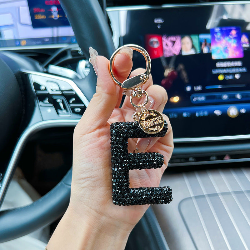 Black Diamond Letter Keychain