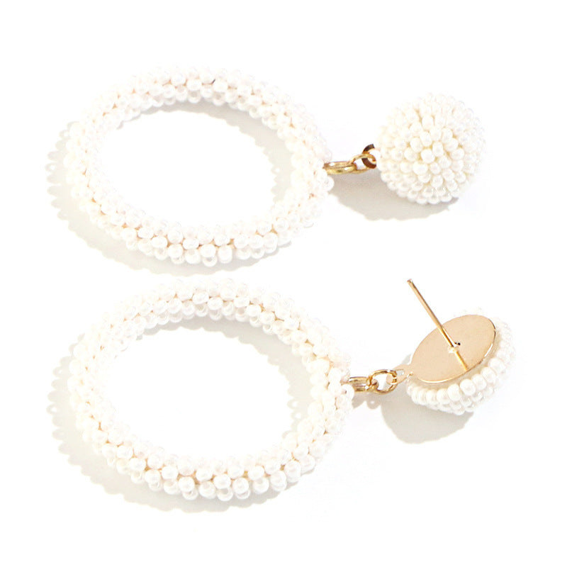 Jewelry Personality Exaggerated Rice Bead Earrings Creative