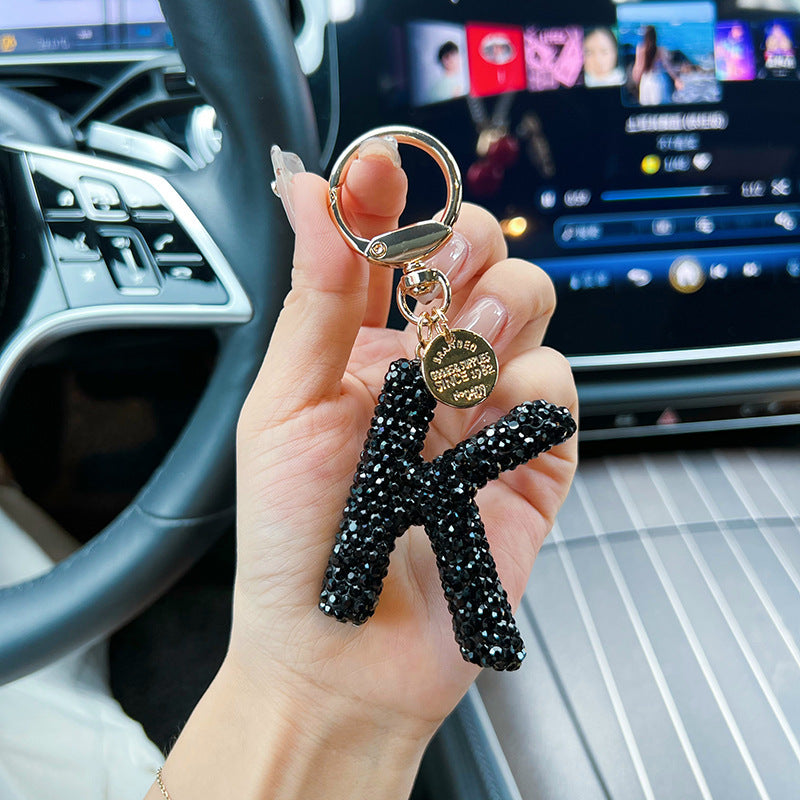 Black Diamond Letter Keychain