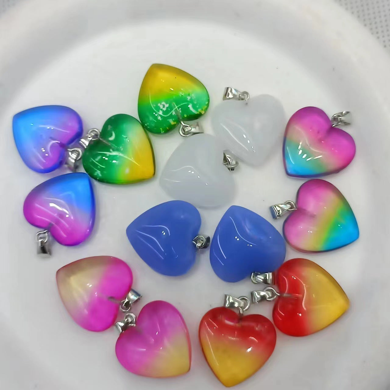Glass Heart Pendants