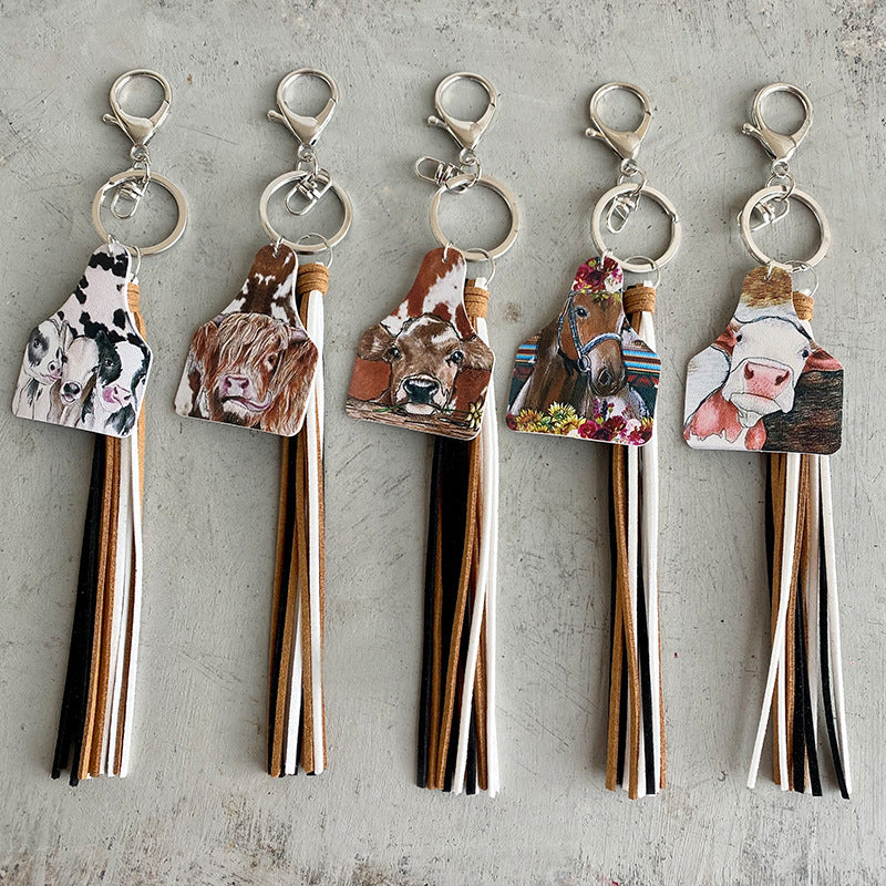 Cow with Tassel Keychain