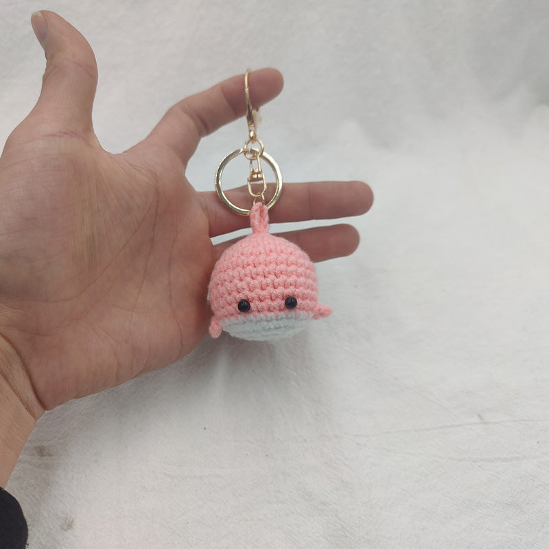 Crocheted Dancing Whale Keychain