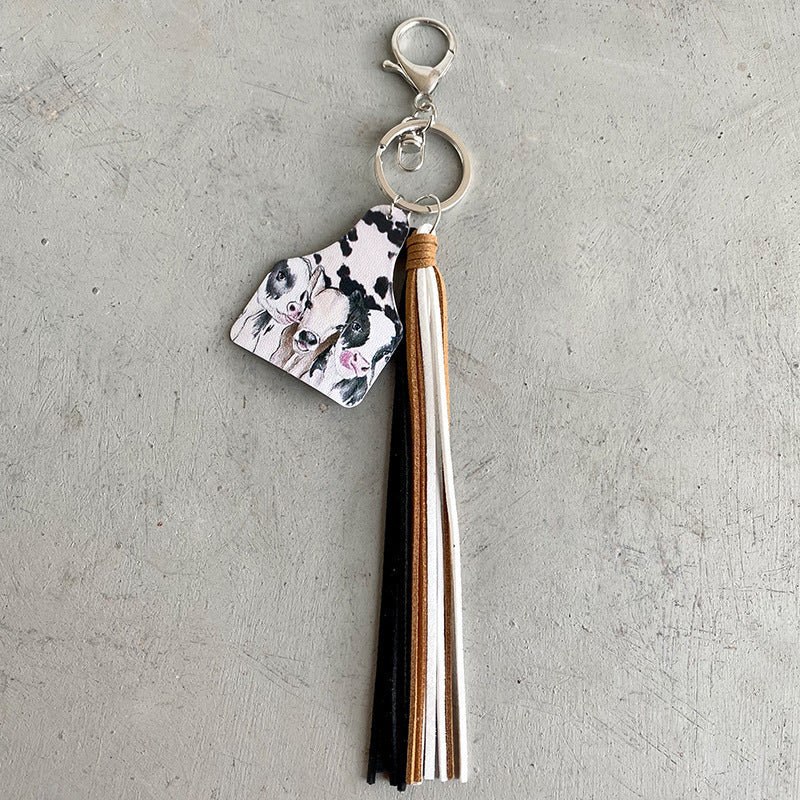 Cow with Tassel Keychain