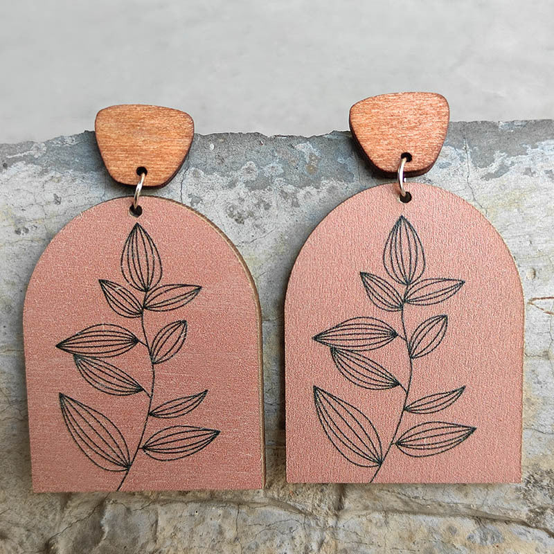 Wood Flower Earrings