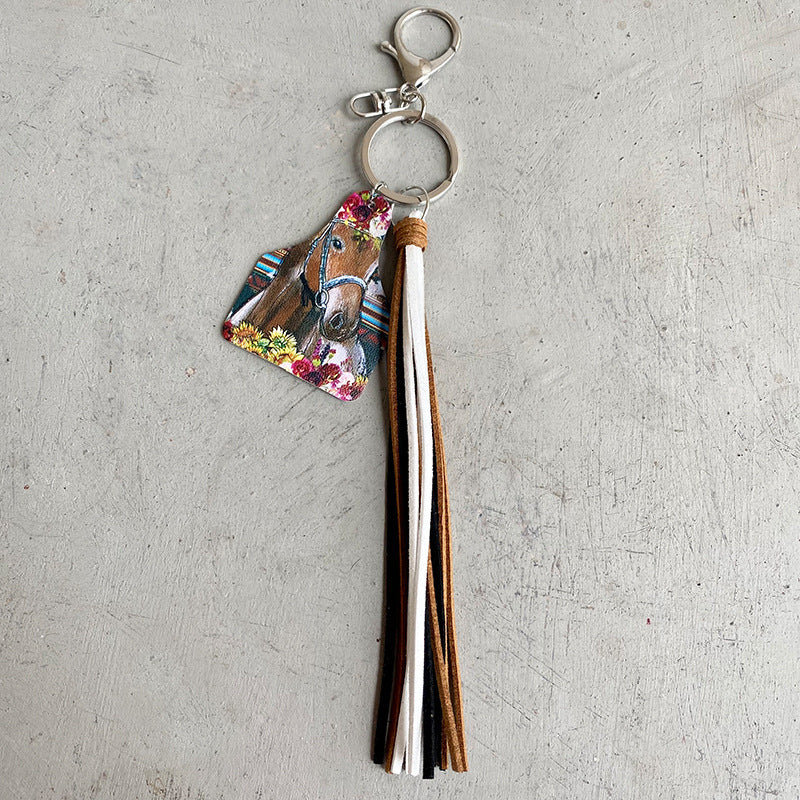 Cow with Tassel Keychain