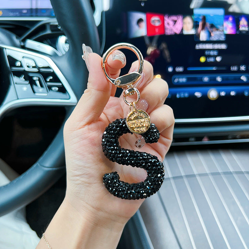 Black Diamond Letter Keychain
