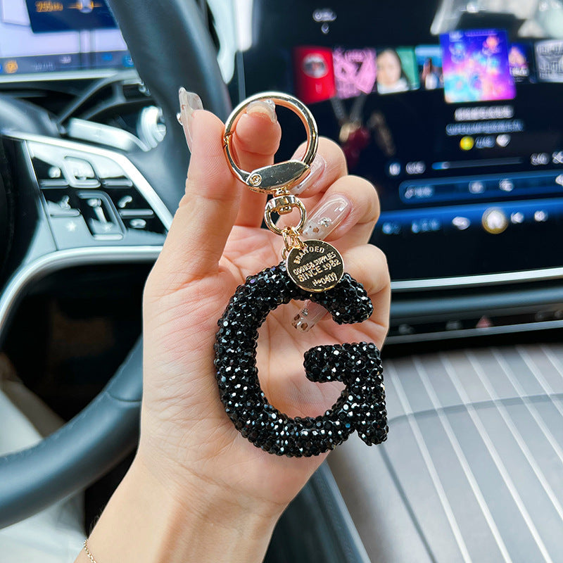 Black Diamond Letter Keychain