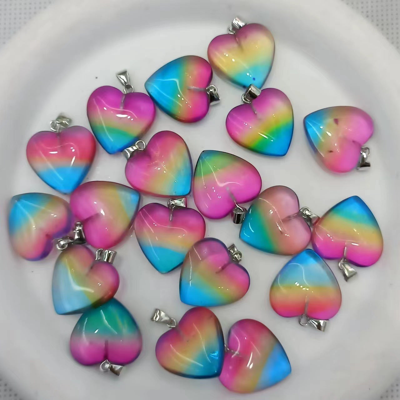 Glass Heart Pendants