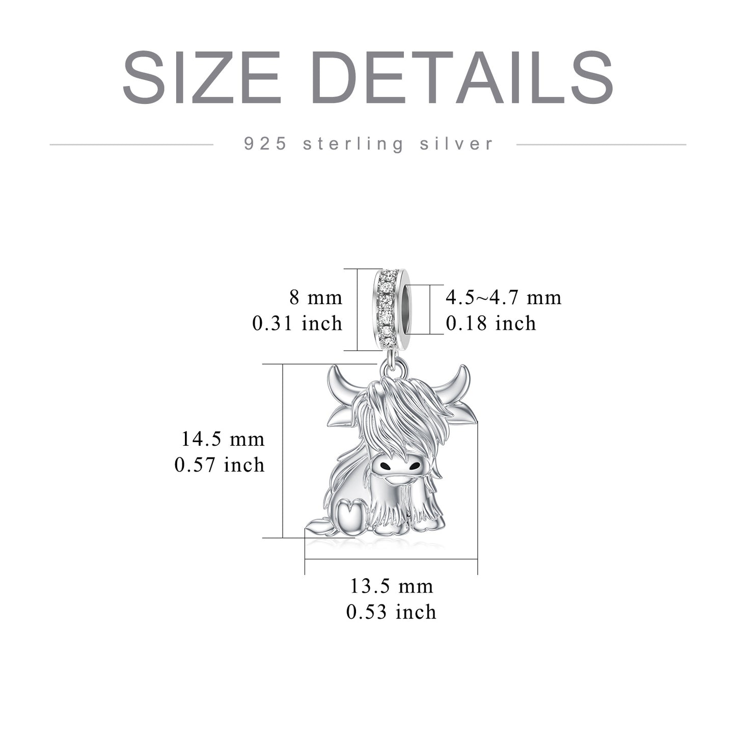 Silver Highland Cow Pendant