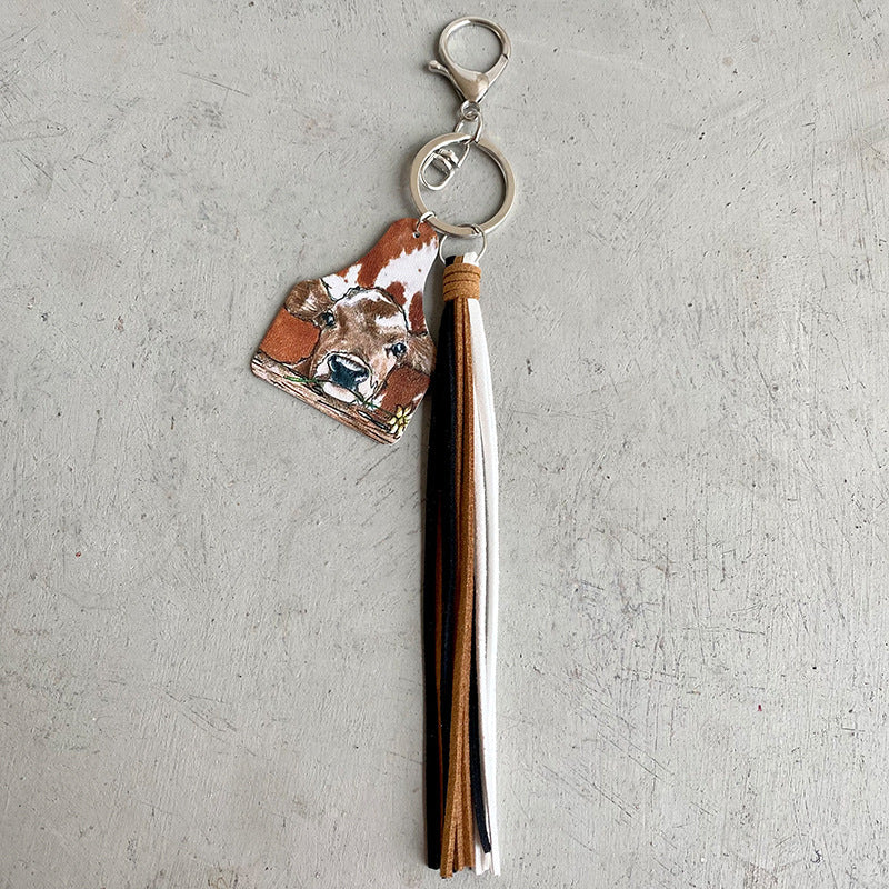 Cow with Tassel Keychain
