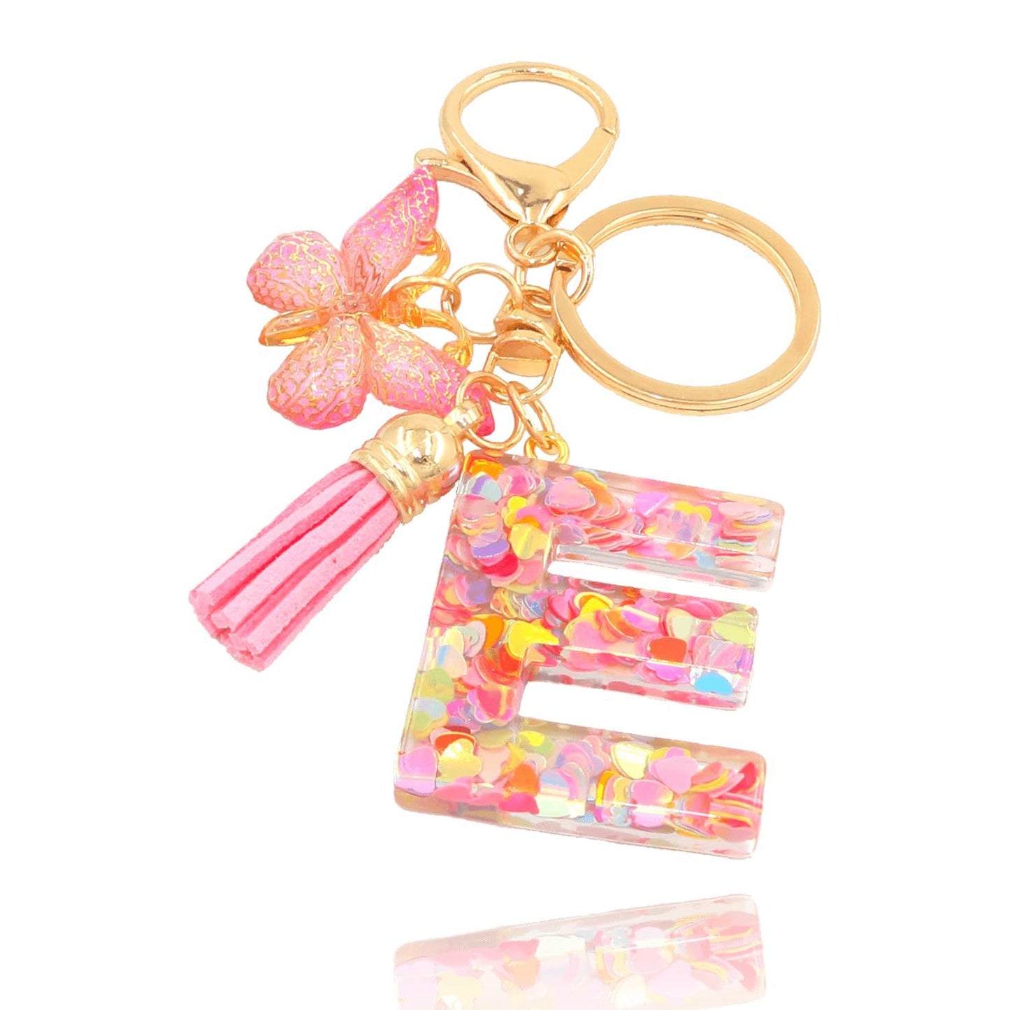 Letter Sequins & Tassel Keychain