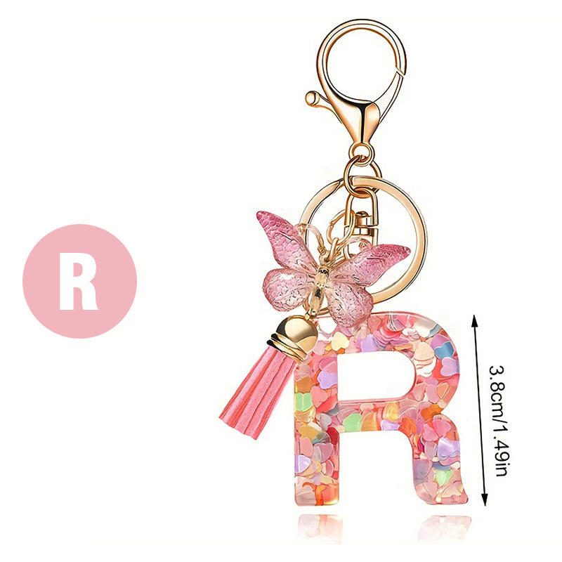 Letter Sequins & Tassel Keychain