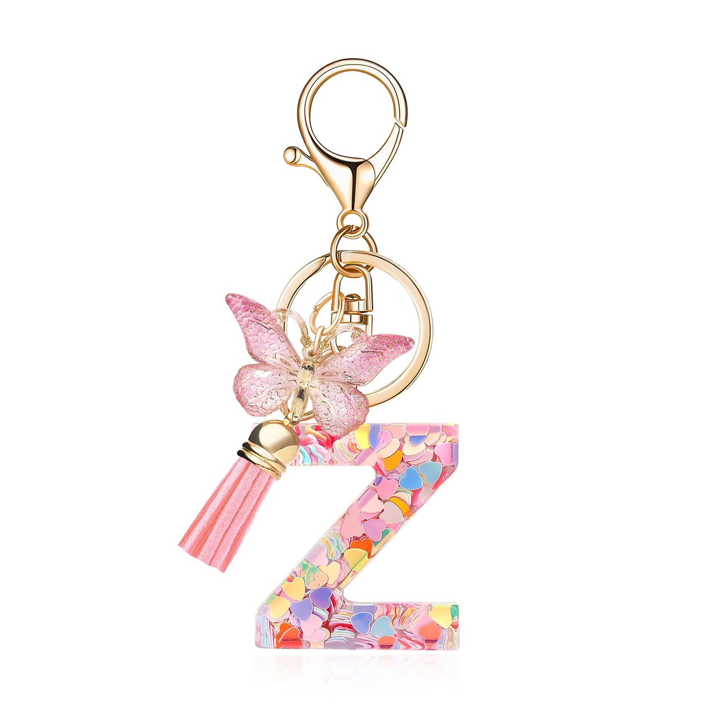 Letter Sequins & Tassel Keychain