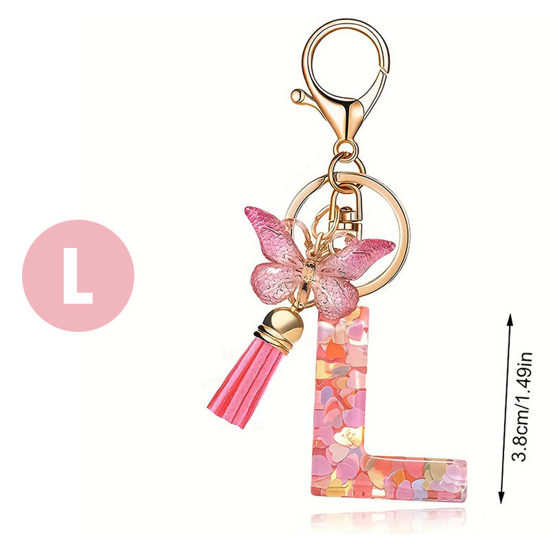Letter Sequins & Tassel Keychain