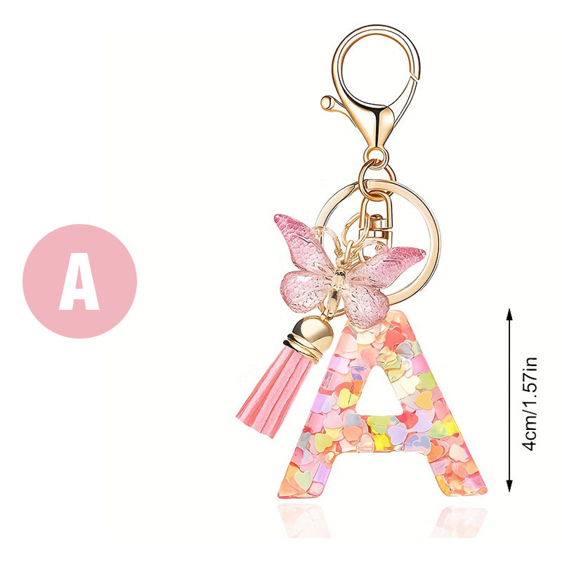 Letter Sequins & Tassel Keychain