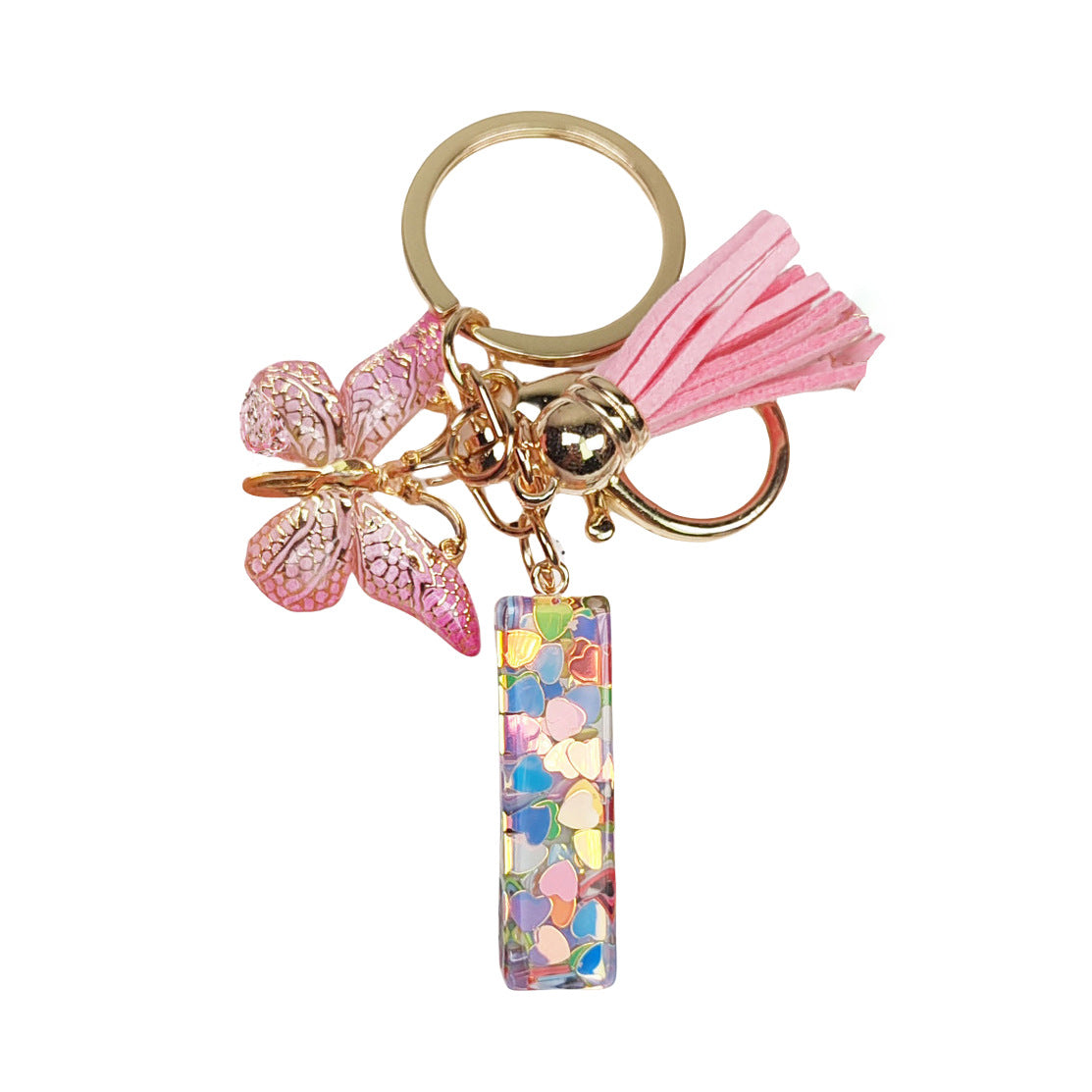 Letter Sequins & Tassel Keychain