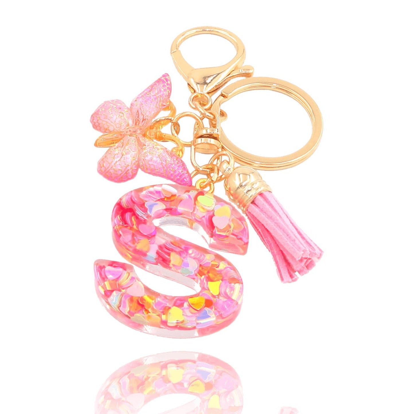 Letter Sequins & Tassel Keychain