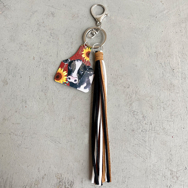 Cow with Tassel Keychain