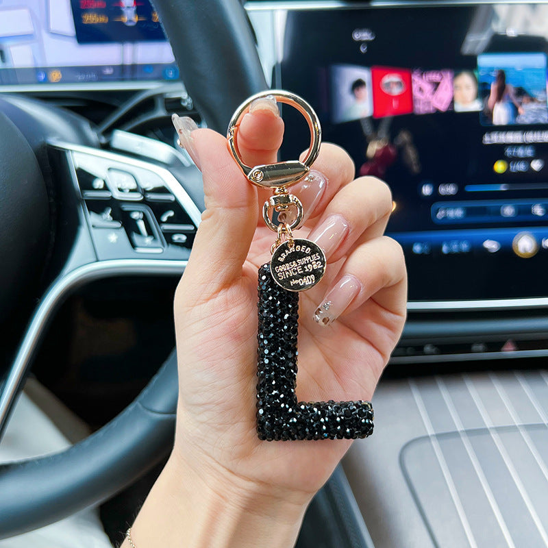 Black Diamond Letter Keychain