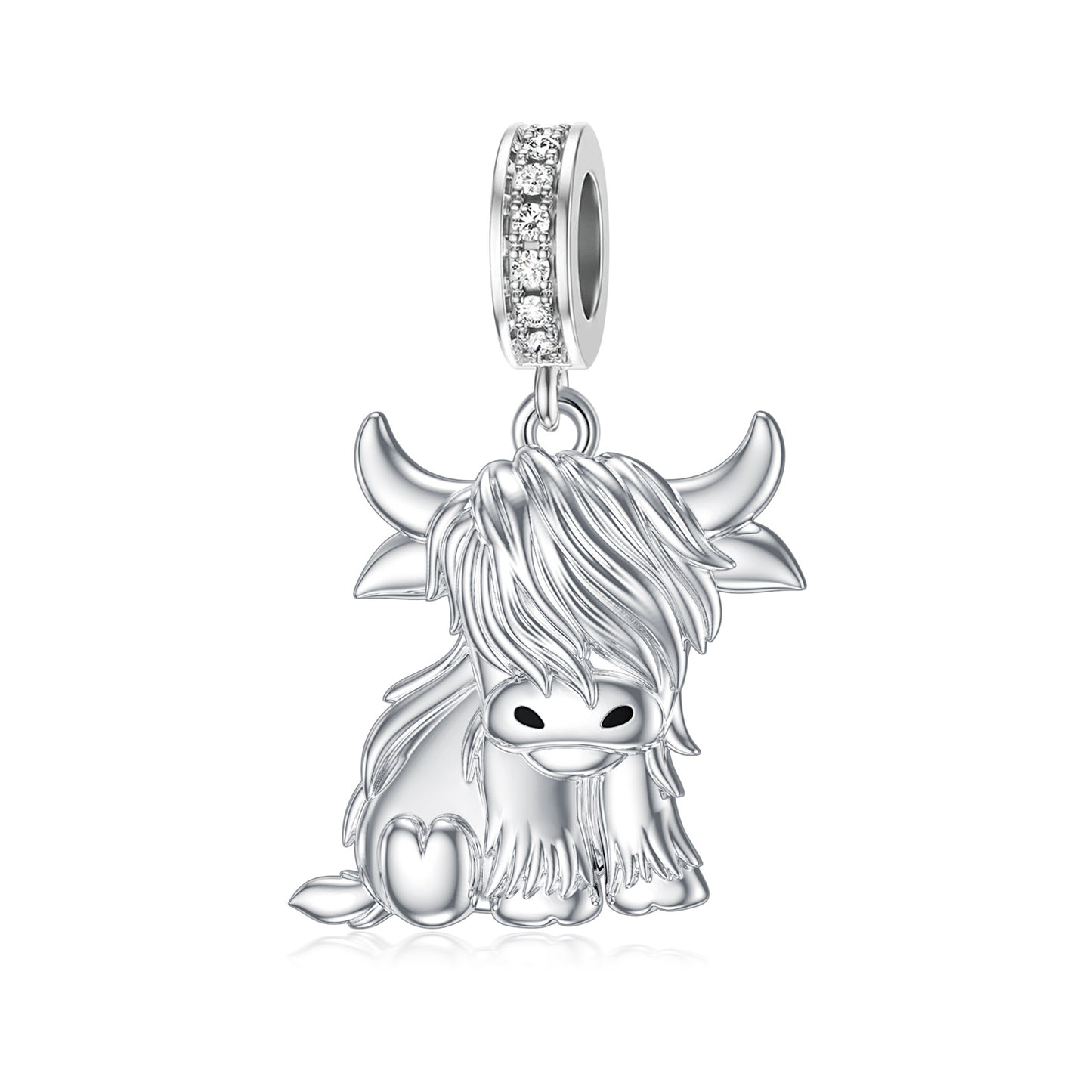 Silver Highland Cow Pendant