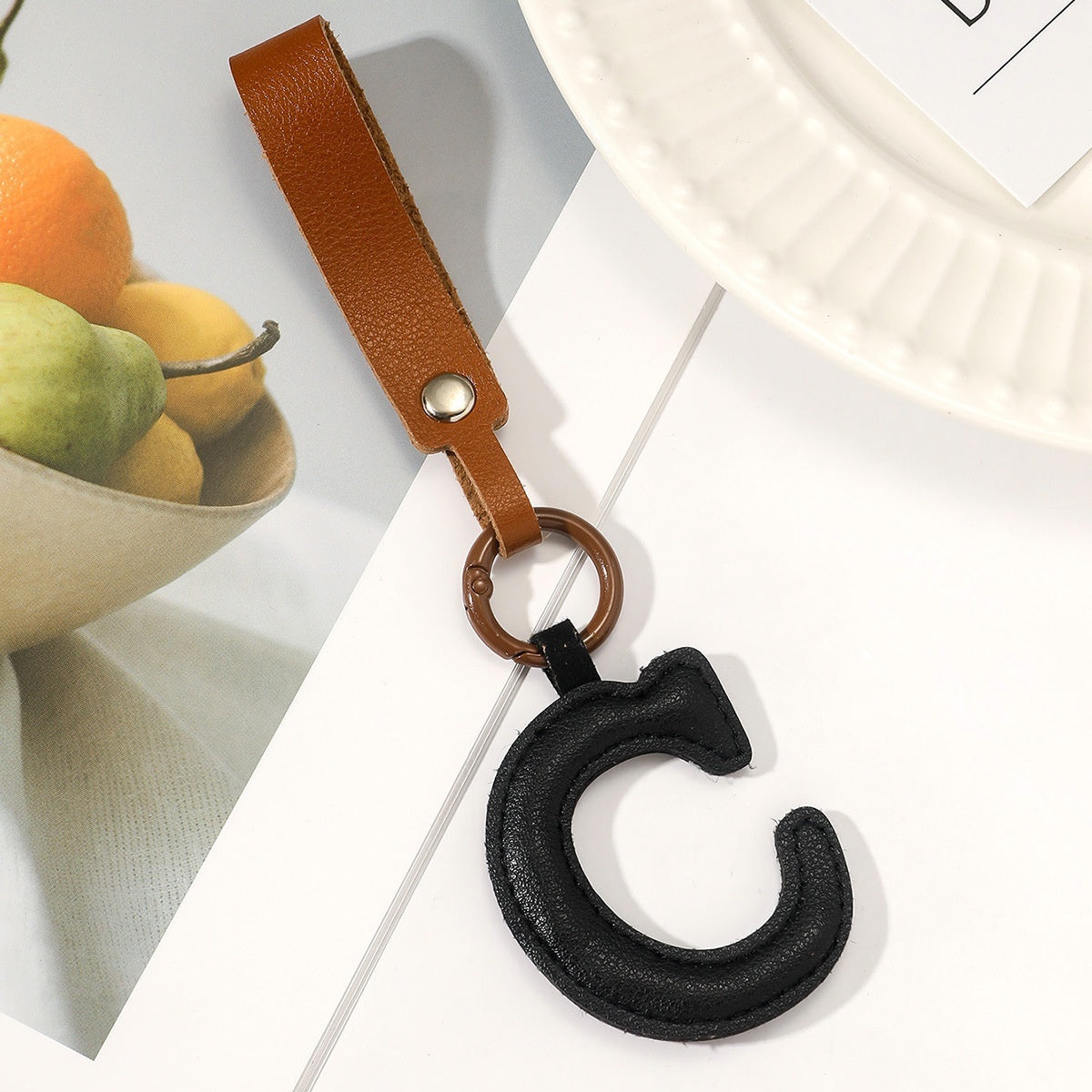 Leather Letter Keychain