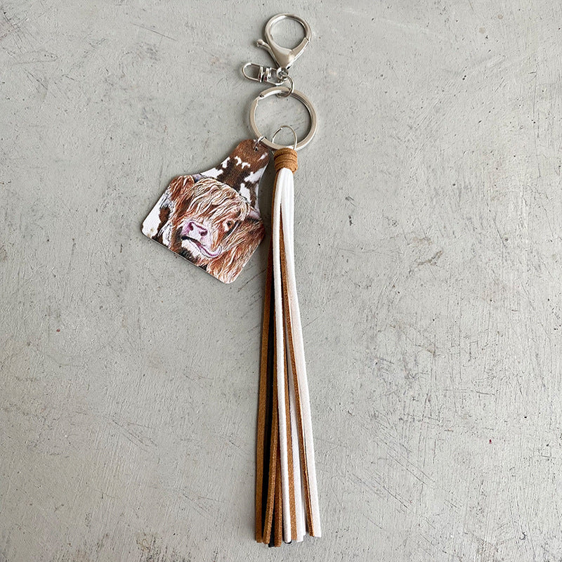 Cow with Tassel Keychain
