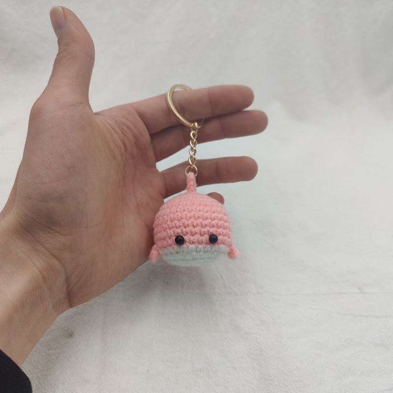 Crocheted Dancing Whale Keychain
