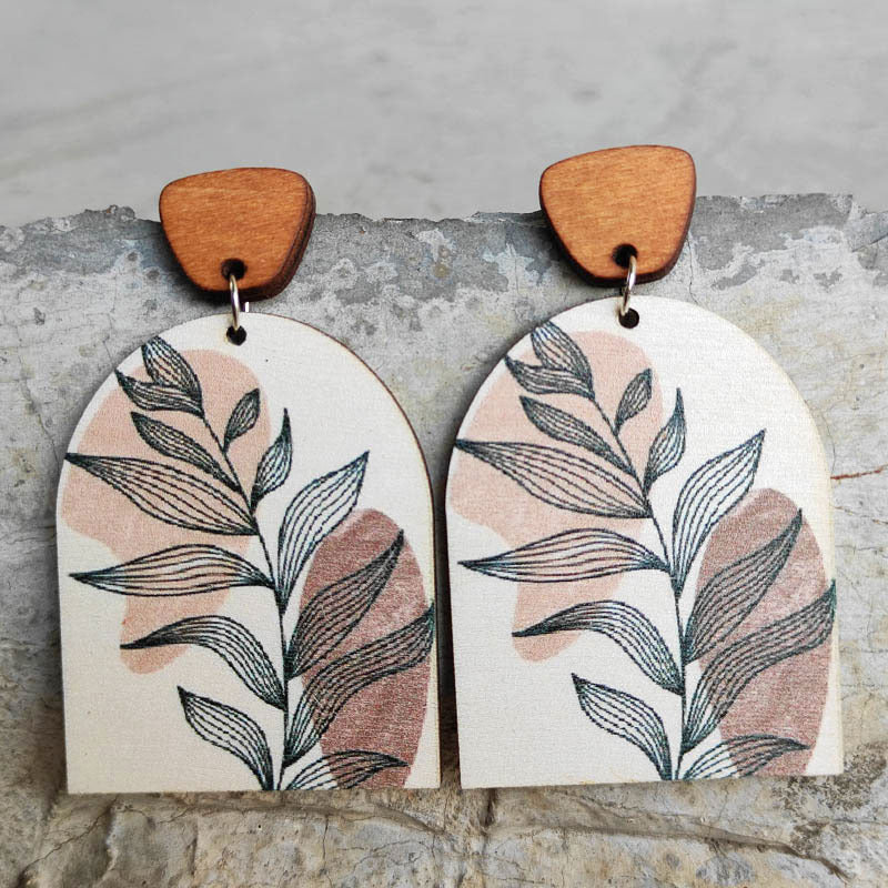 Wood Flower Earrings