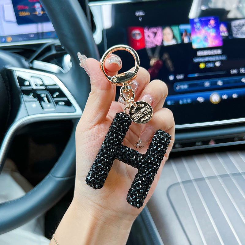 Black Diamond Letter Keychain