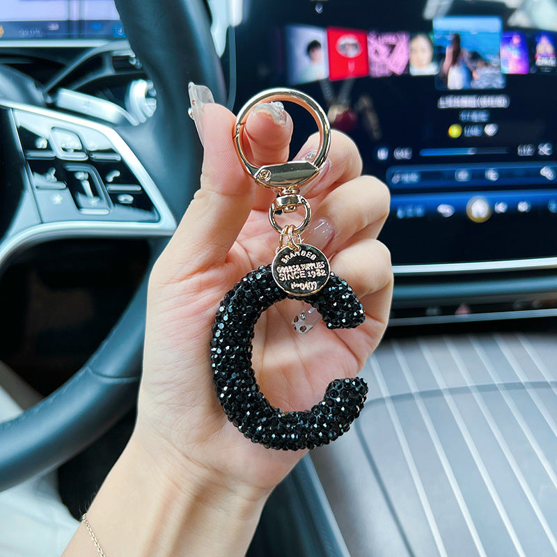 Black Diamond Letter Keychain