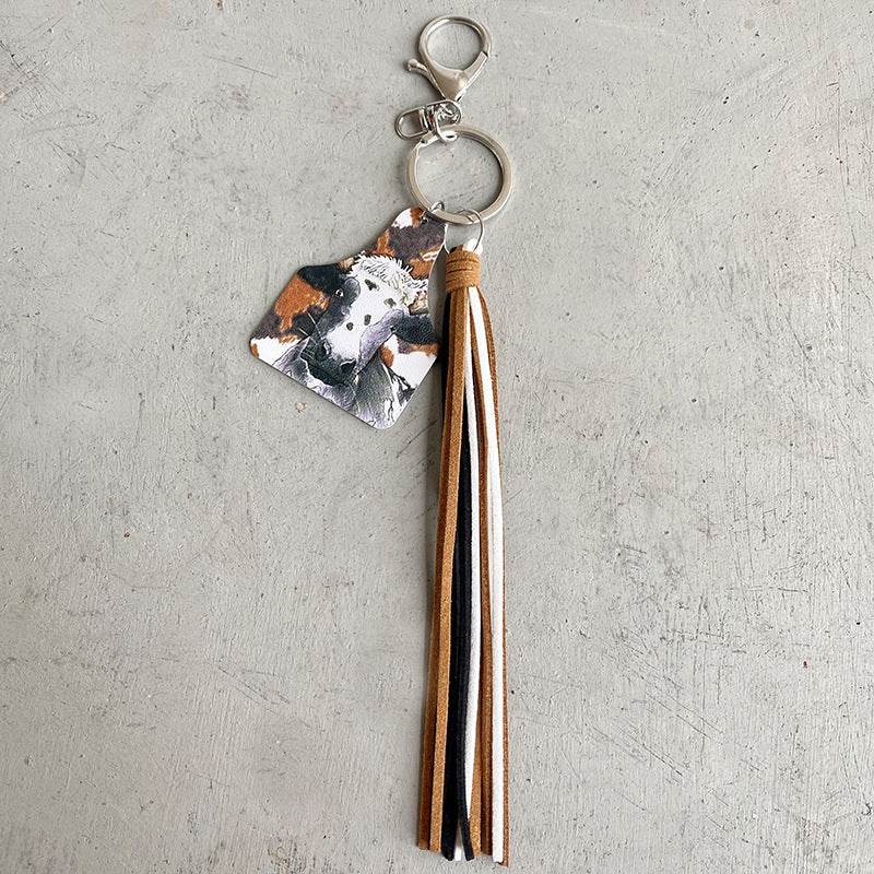 Cow with Tassel Keychain