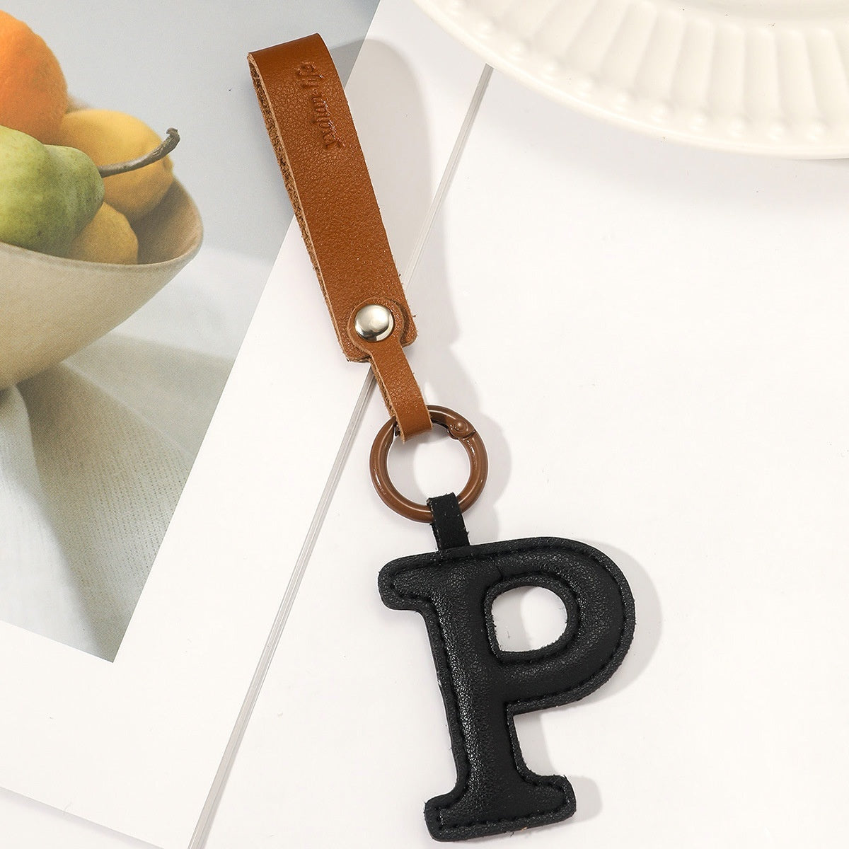 Leather Letter Keychain
