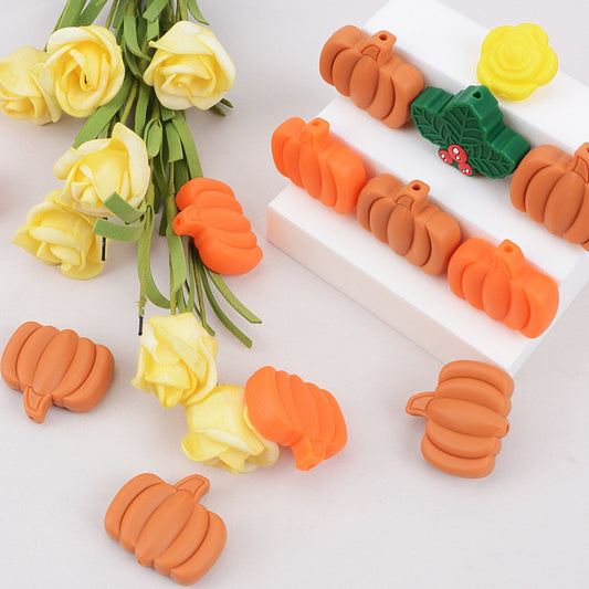 Pumpkin Silicone Focal Beads