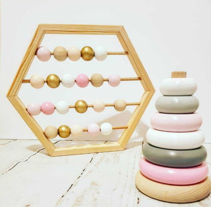 Hexagonal Wooden Bead Education Toy