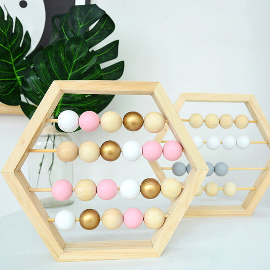 Hexagonal Wooden Bead Education Toy
