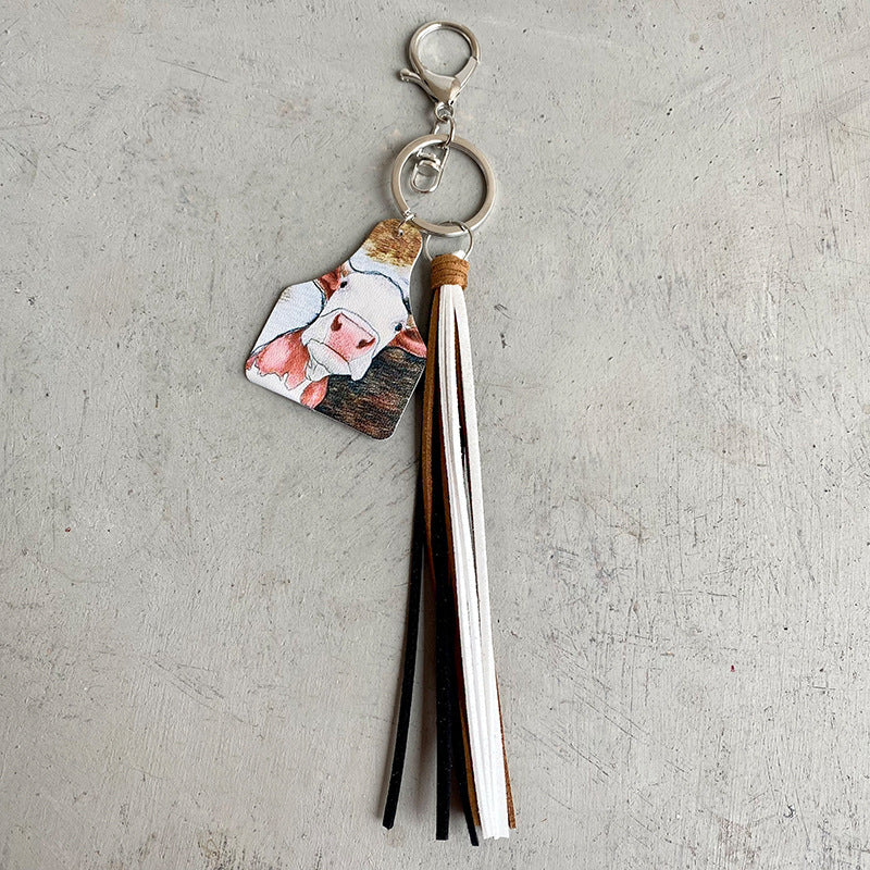 Cow with Tassel Keychain