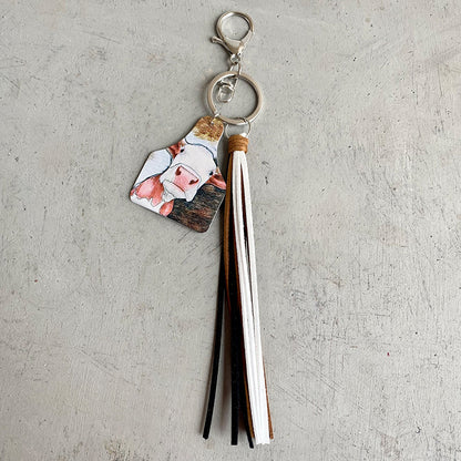 Cow with Tassel Keychain
