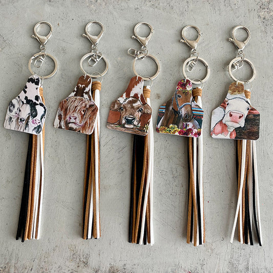Cow with Tassel Keychain