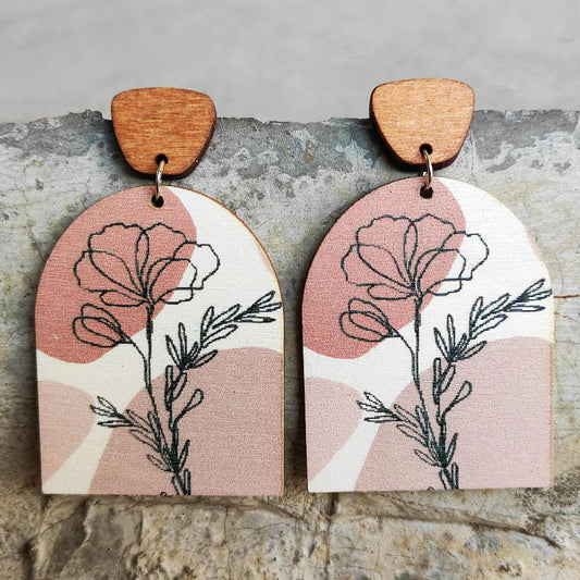 Wood Flower Earrings