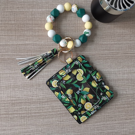 Silicone Beaded Wristlet with Mini Wallet