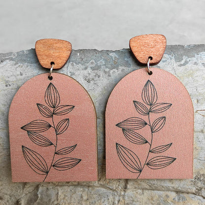 Wood Flower Earrings