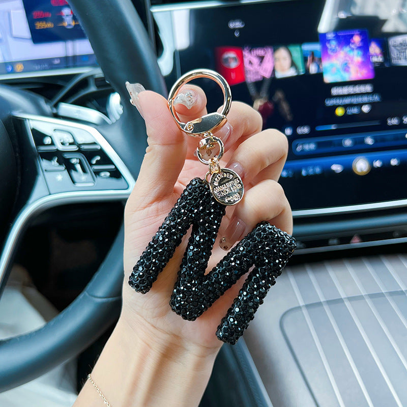 Black Diamond Letter Keychain