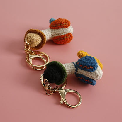 Woven Duck wearing Hat Keychain
