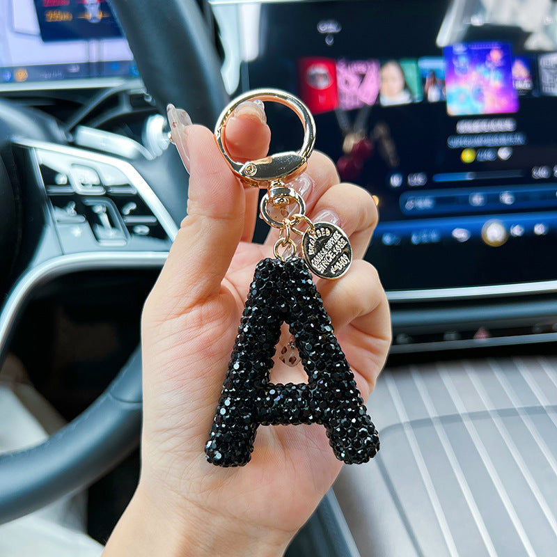 Black Diamond Letter Keychain