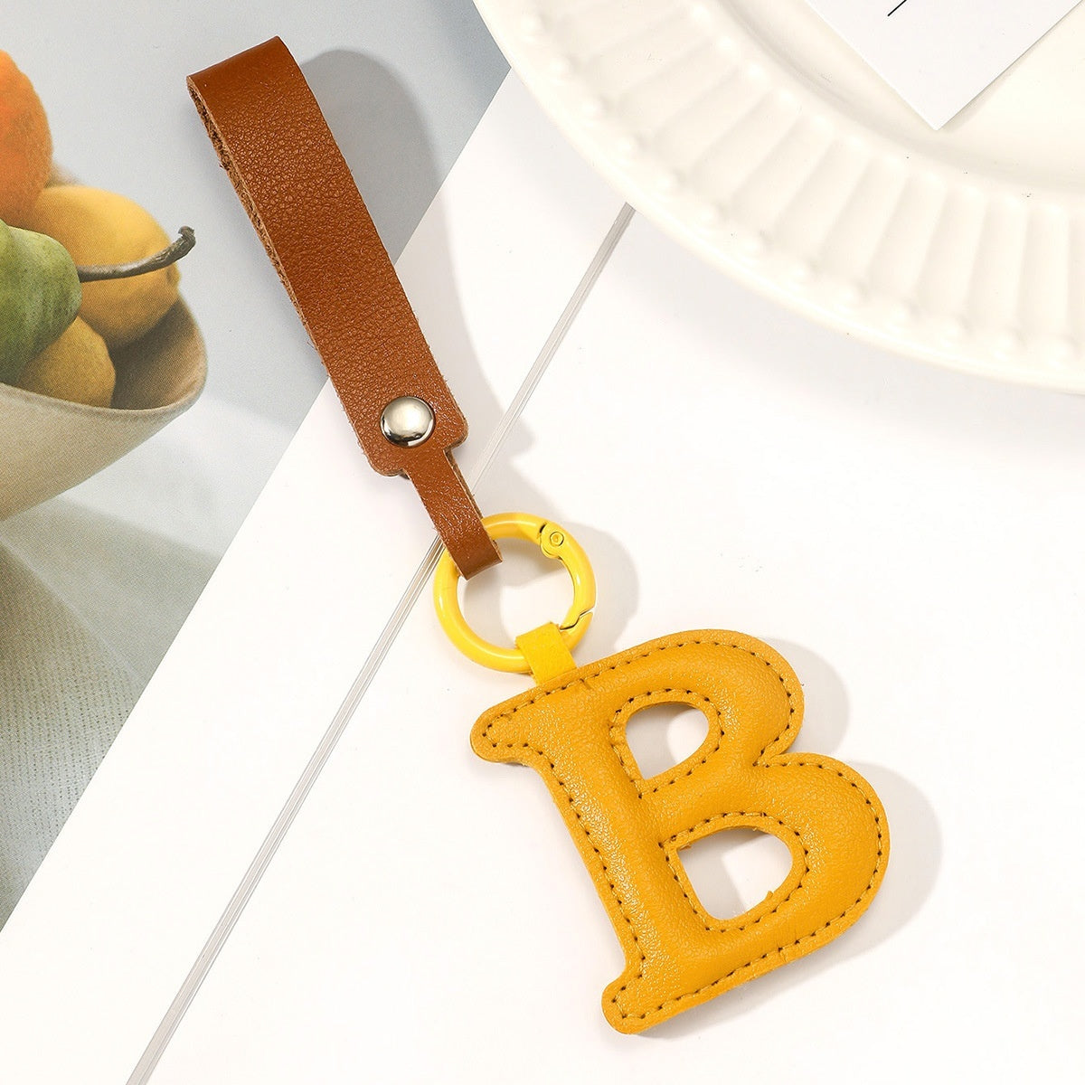Leather Letter Keychain