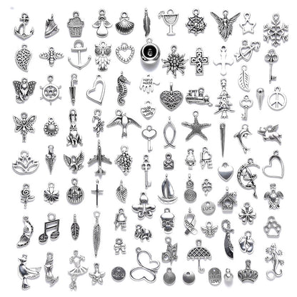100 Assorted Silver Pendants