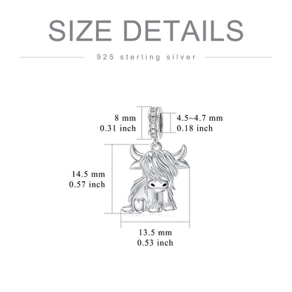 Silver Highland Cow Pendant