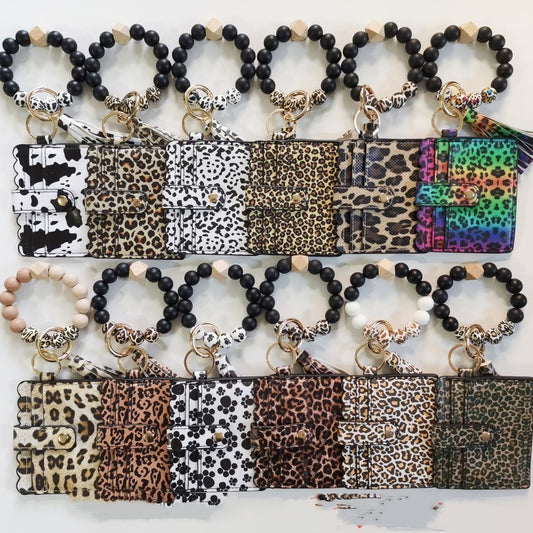 Silicone Beaded Wristlet with Mini Wallet