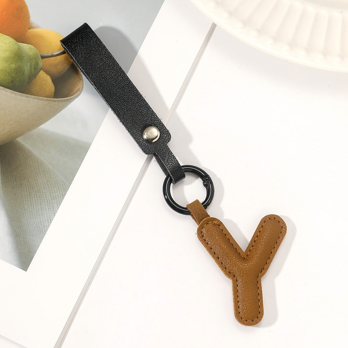 Leather Letter Keychain